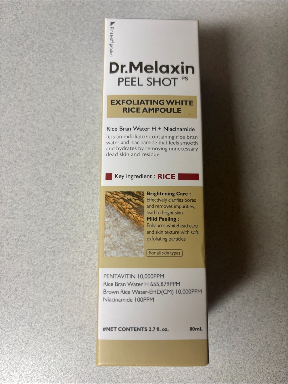BNIB DR.MELAXIN PEEL SHOT EXFOLIATING WHITE RICE AMPOULE 2.7 oz